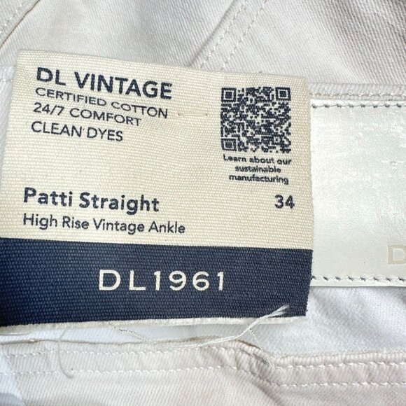 NWT DL1961 Patti Womens Jeans size 34 Straight High Rise Vintage Jeans 34 Beige - Picture 7 of 15